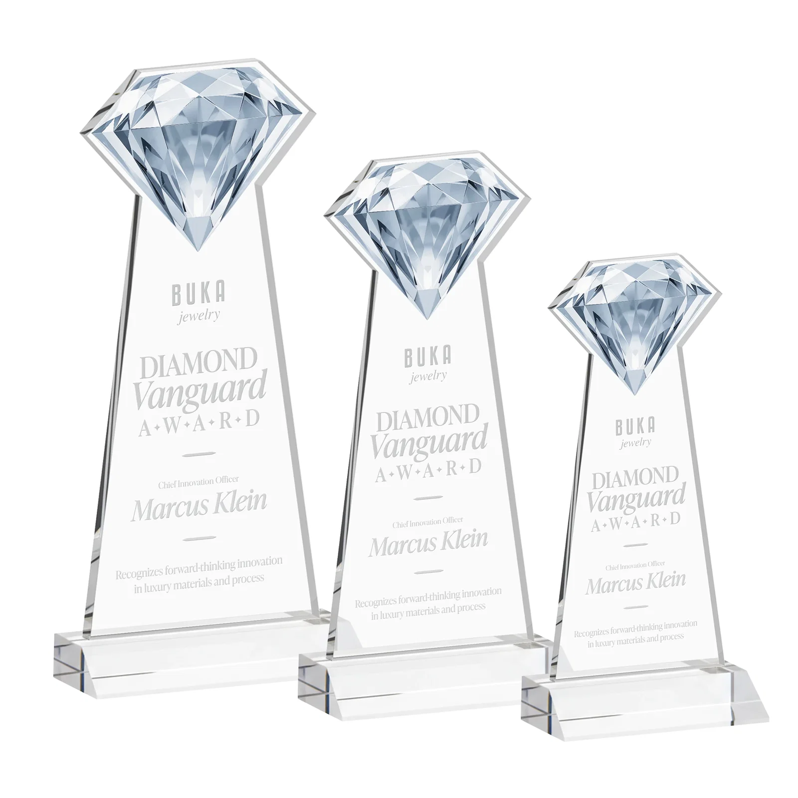 Branded Starfire Crystal Award With a Gemstone Cutout on a Mitered Base, awards for service anniversary gifts