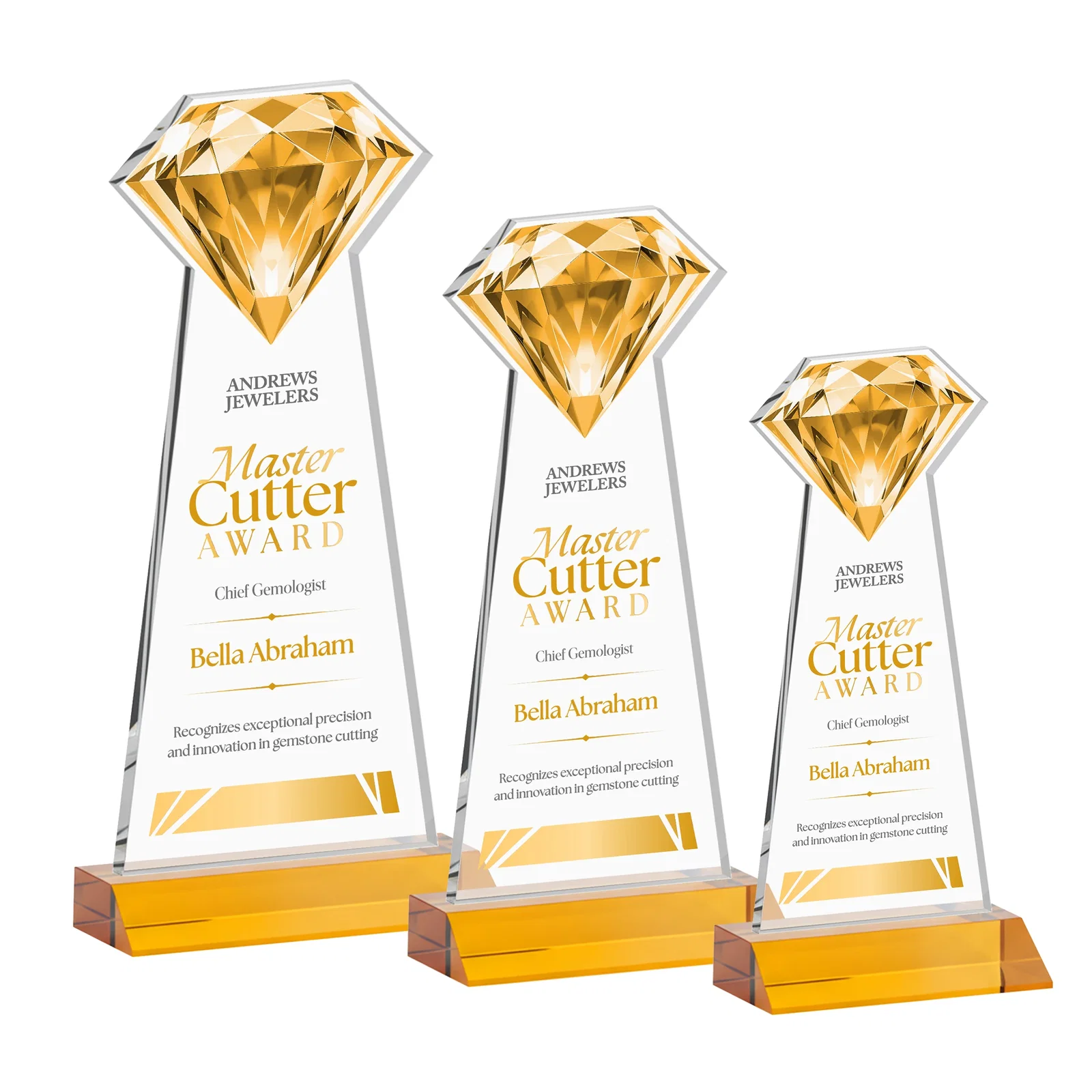 Custom Starfire Crystal Award With a Gemstone Cutout on a Mitered Base, awards for team milestone celebrations