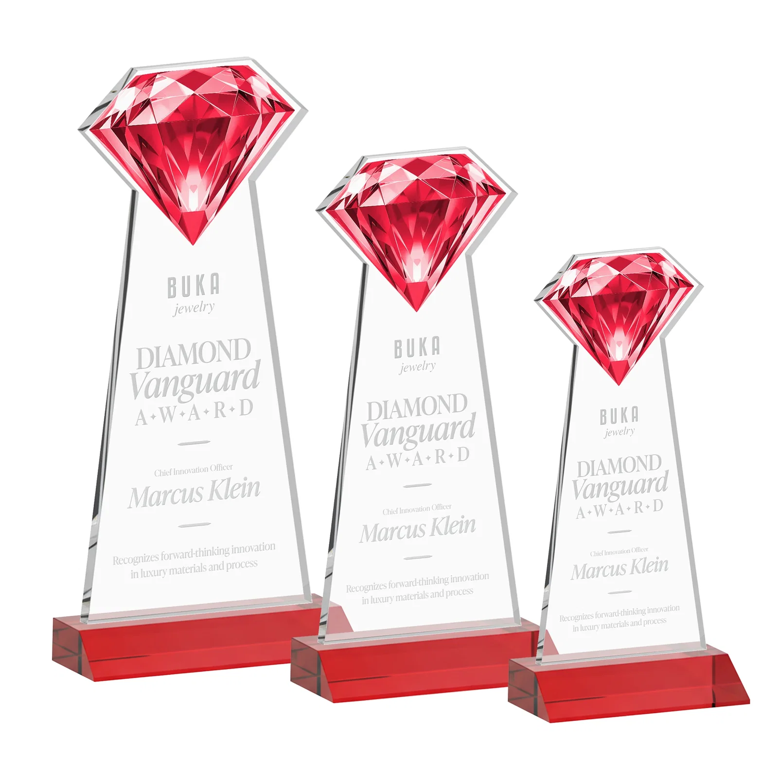 Customized Starfire Crystal Award With a Gemstone Cutout on a Mitered Base, awards for sales achievement awards