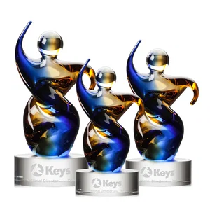 Amber and Blue Art Glass Award in Five Colors, Three Sizes