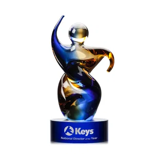 Amber and Blue Art Glass Award in Five Colors, Three Sizes