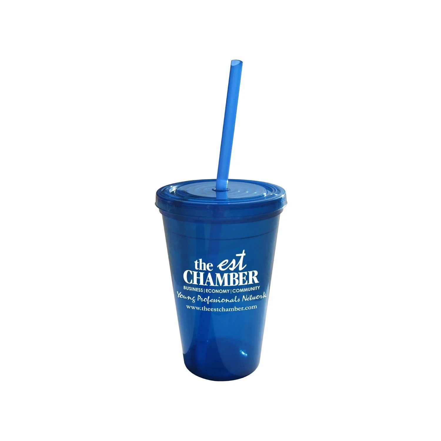 Geneva 16 Oz Tumbler w/Straw — Blue