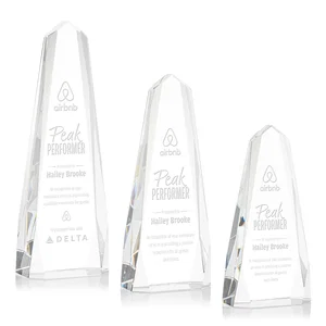 Optical Crystal Obelisk with Interchanging Bevels - Slimline