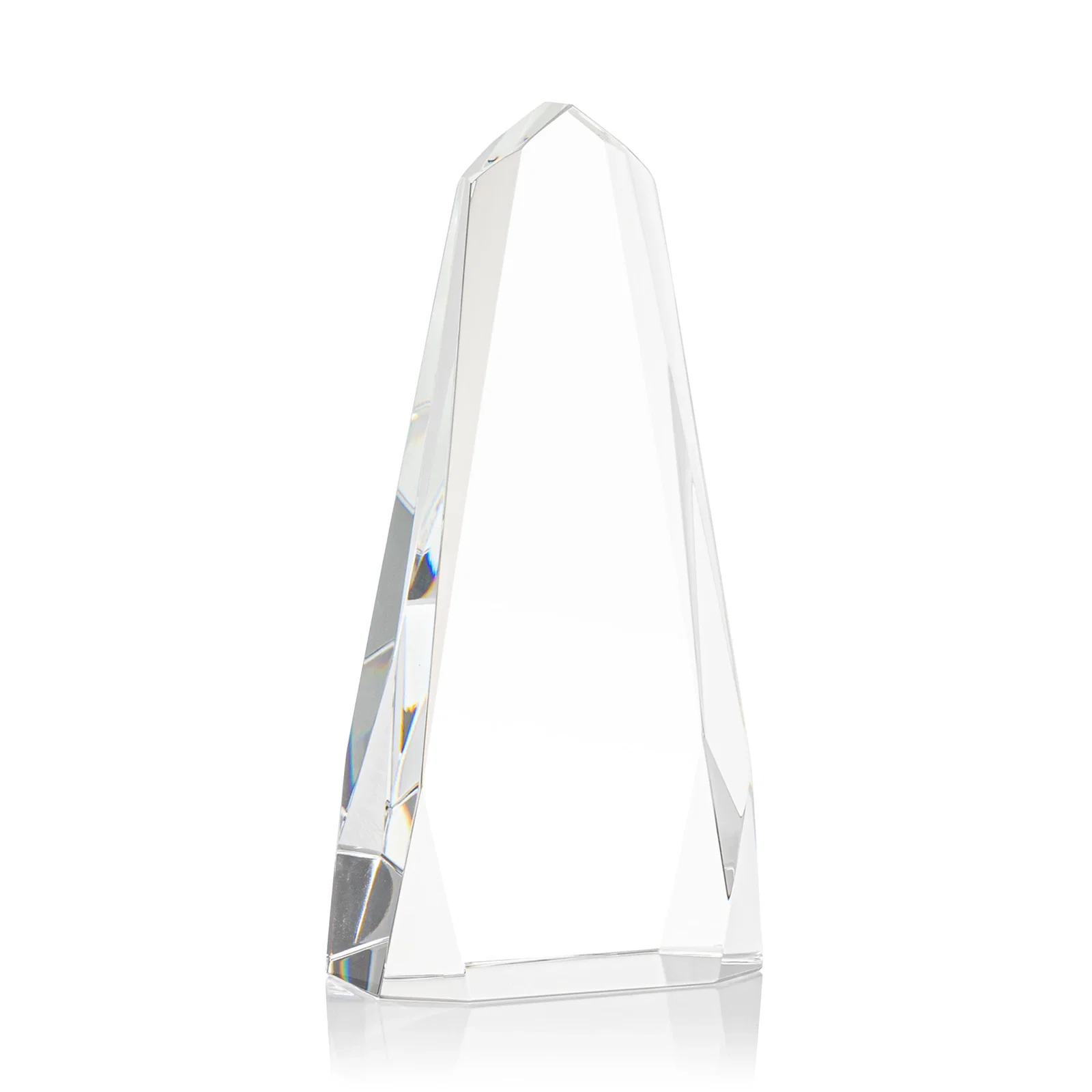 Personalized Optical Crystal Obelisk with Interchanging Bevels - Slimline for corporate award ceremonies