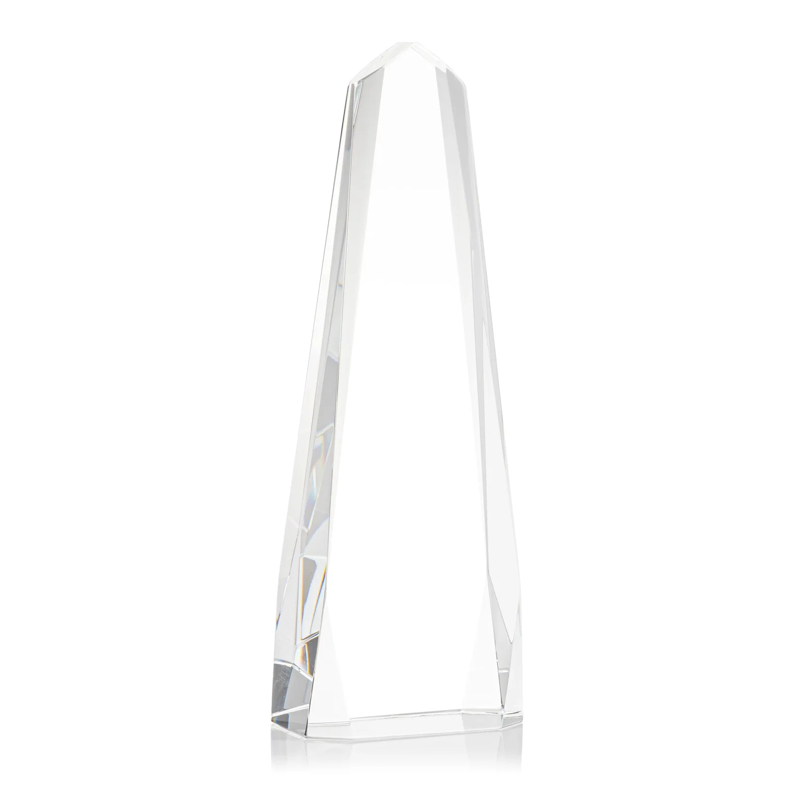 Personalized Optical Crystal Obelisk with Interchanging Bevels - Slimline for sales achievement awards