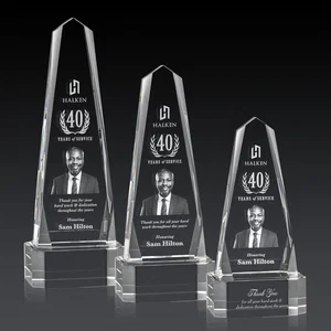 Optical Crystal Obelisk Award with Interchanging Bevels