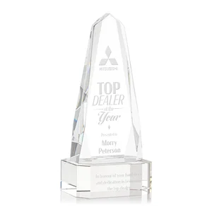 Optical Crystal Obelisk Award with Interchanging Bevels