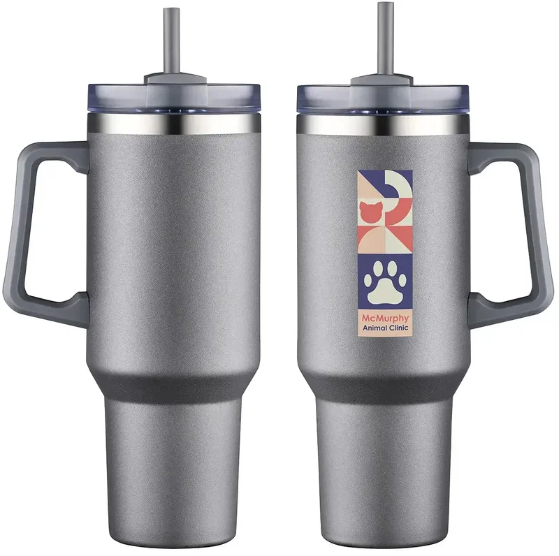 Custom Genoa 40 oz Vacuum Insulated Travel Mug with Straw — view 4