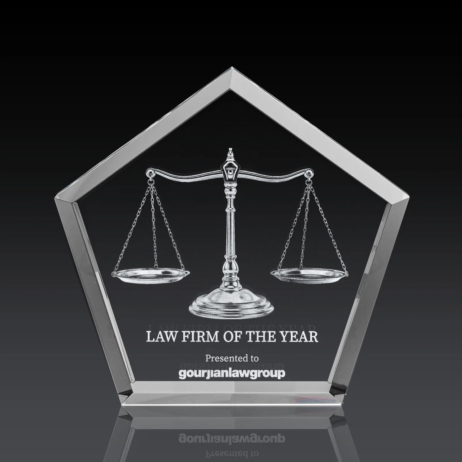 Custom Faceted Pentagon Crystal Paperweight, 3"-7" Extra-Thick, client appreciation gift for volunteer appreciation