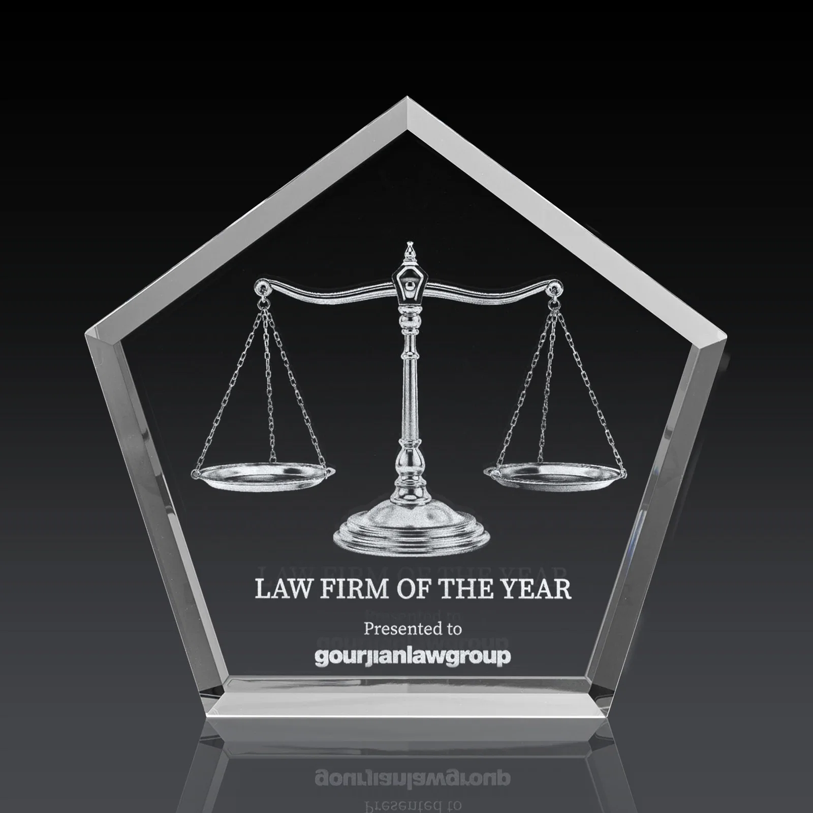 Custom Faceted Pentagon Crystal Paperweight, 3"-7" Extra-Thick, client appreciation gift for dealer and partner awards