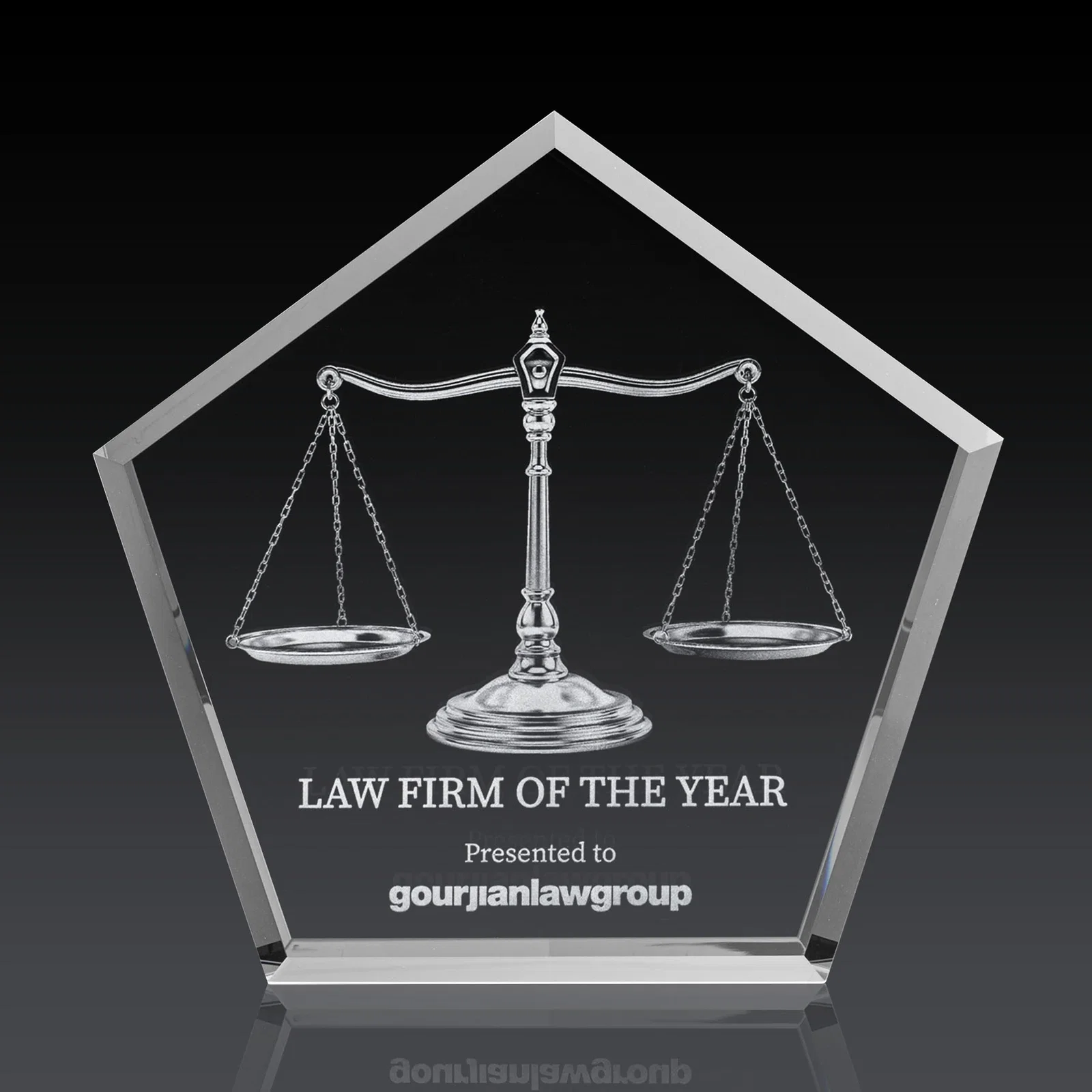 Custom Faceted Pentagon Crystal Paperweight, 3"-7" Extra-Thick, client appreciation gift for company anniversary events