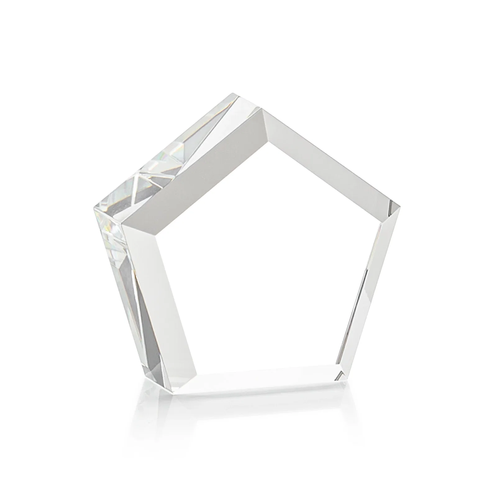 Personalized Faceted Pentagon Crystal Paperweight, 3"-7" Extra-Thick, client appreciation gift for donor appreciation