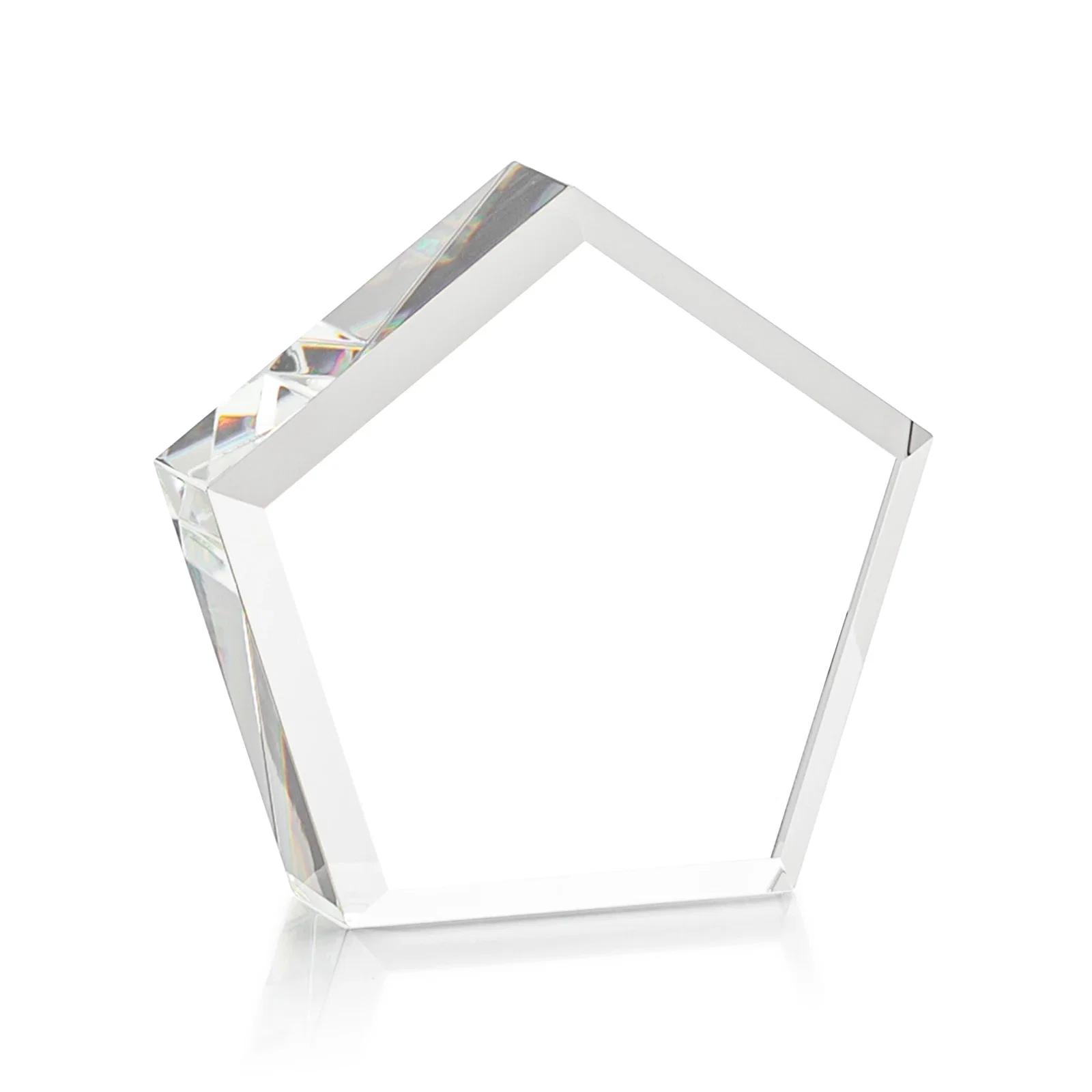 Personalized Faceted Pentagon Crystal Paperweight, 3"-7" Extra-Thick, client appreciation gift for graduation ceremonies