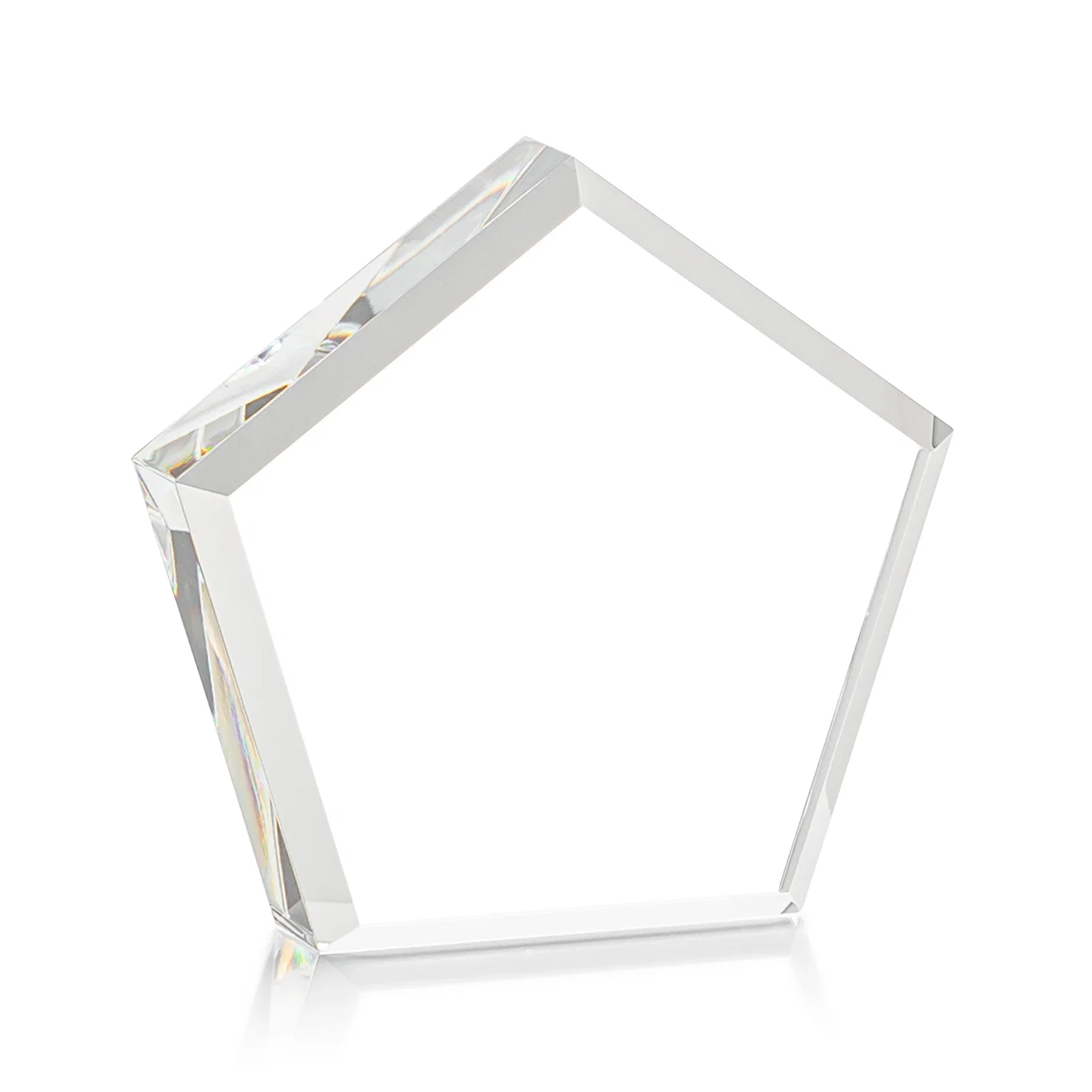 Personalized Faceted Pentagon Crystal Paperweight, 3"-7" Extra-Thick, client appreciation gift for safety achievement programs