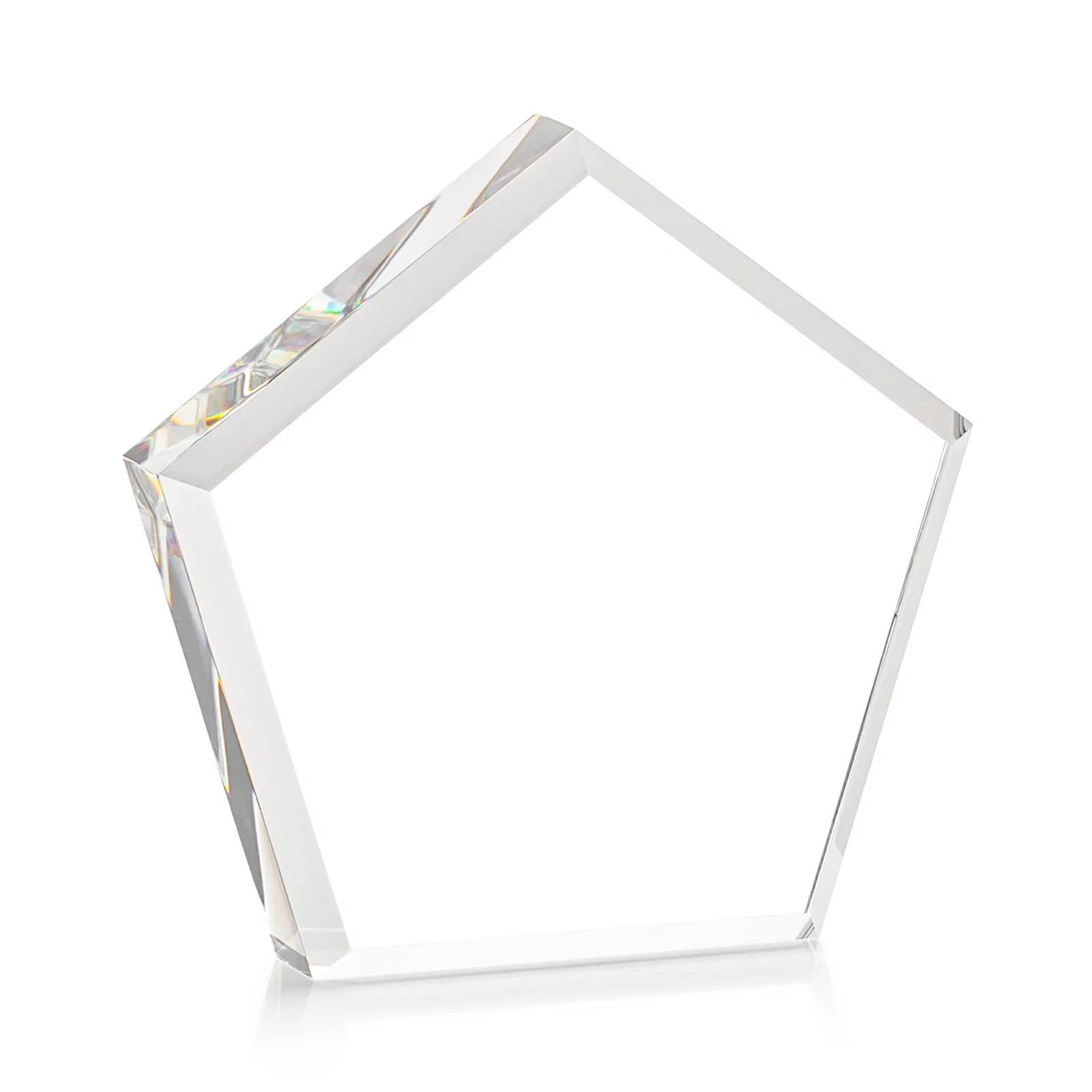 Personalized Faceted Pentagon Crystal Paperweight, 3"-7" Extra-Thick, client appreciation gift for volunteer appreciation
