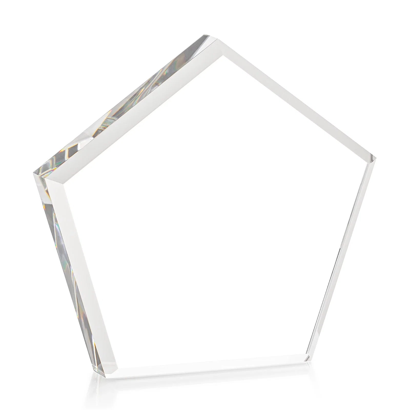 Personalized Faceted Pentagon Crystal Paperweight, 3"-7" Extra-Thick, client appreciation gift for dealer and partner awards