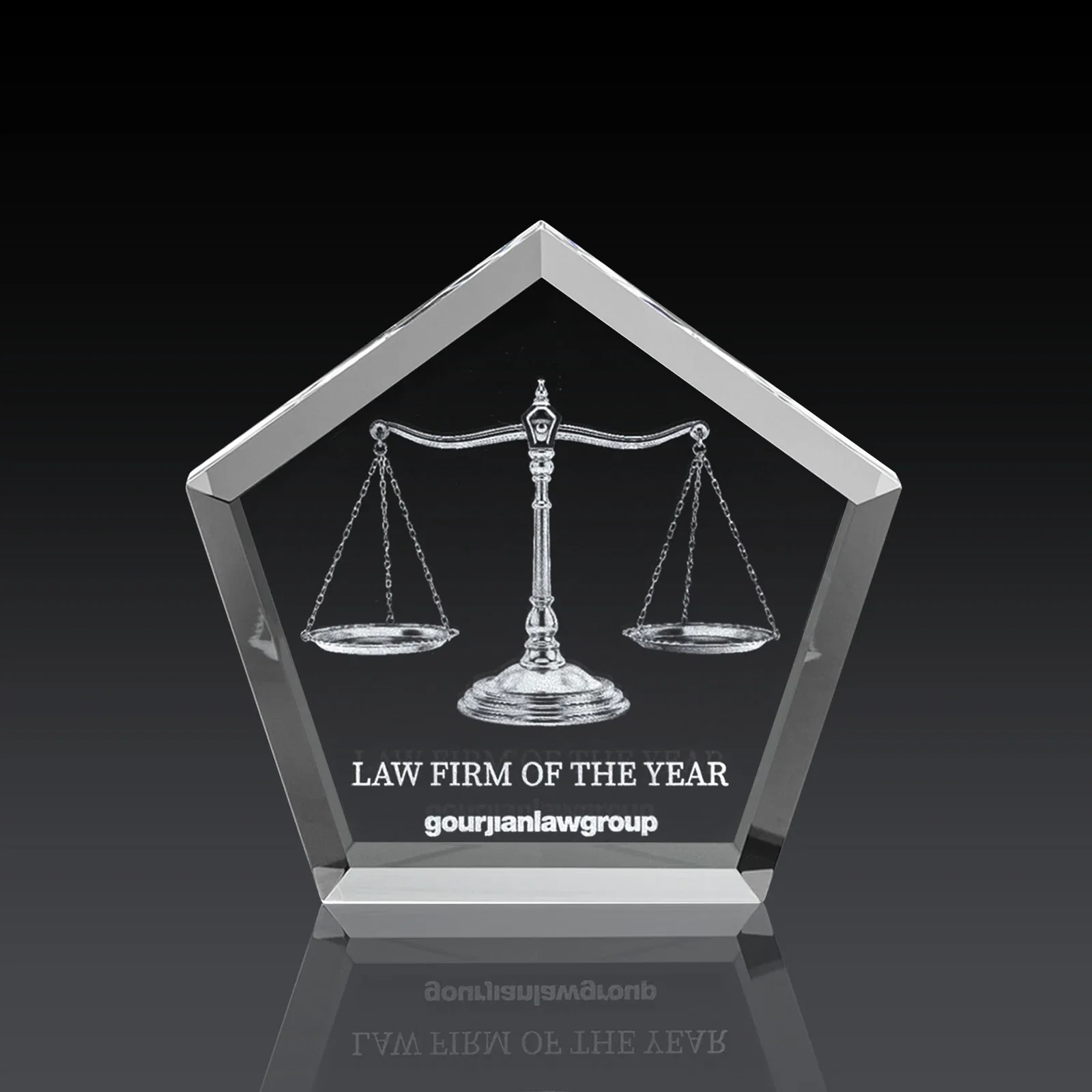 Custom Faceted Pentagon Crystal Paperweight, 3"-7" Extra-Thick, client appreciation gift for graduation ceremonies