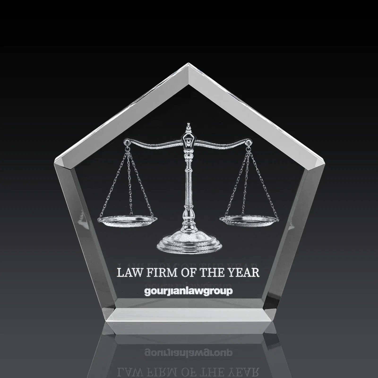 Custom Faceted Pentagon Crystal Paperweight, 3"-7" Extra-Thick, client appreciation gift for safety achievement programs