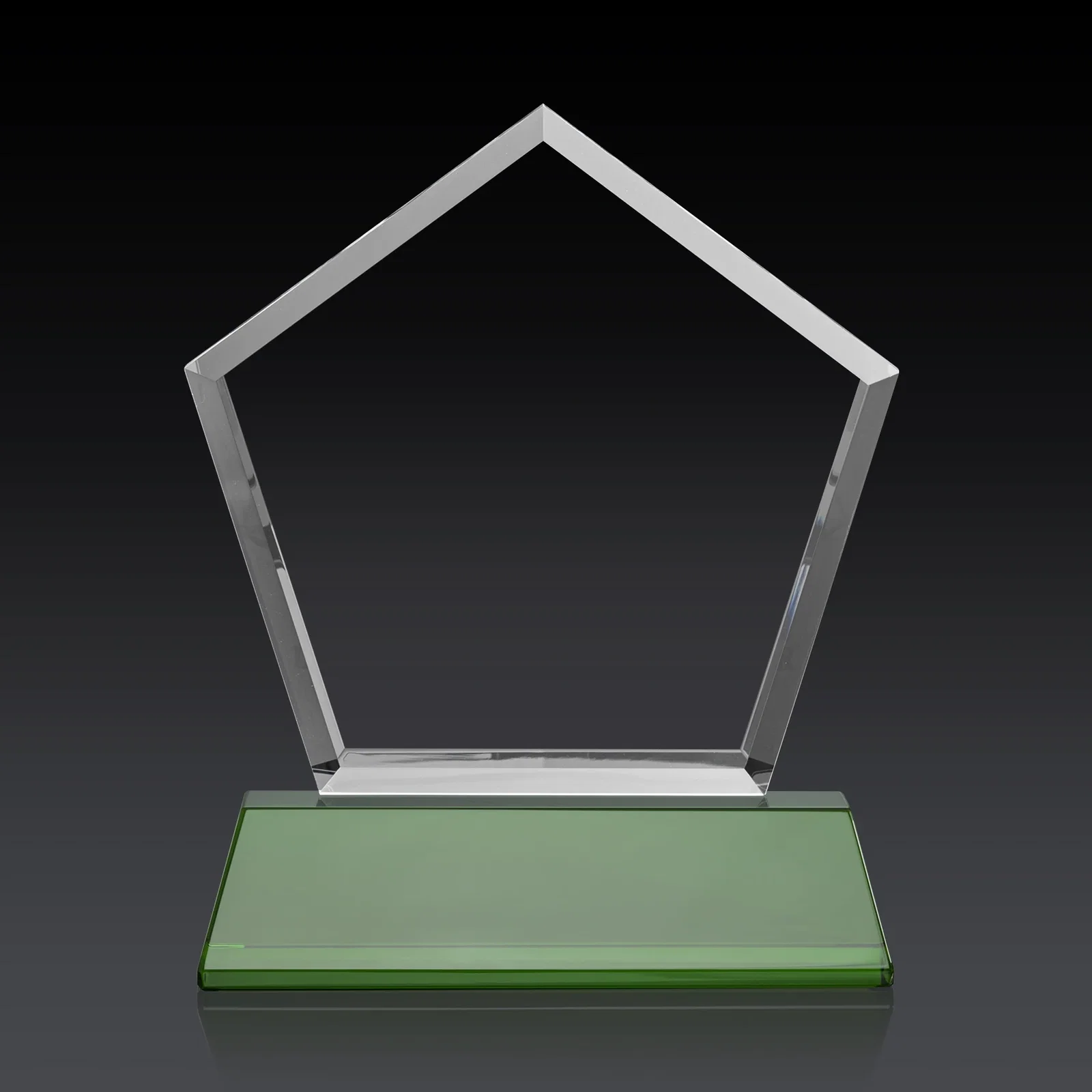 Customized Optical Crystal Pentagon Award with Beveled Frame on Tapered Base, awards, with your logo for safety achievement programs
