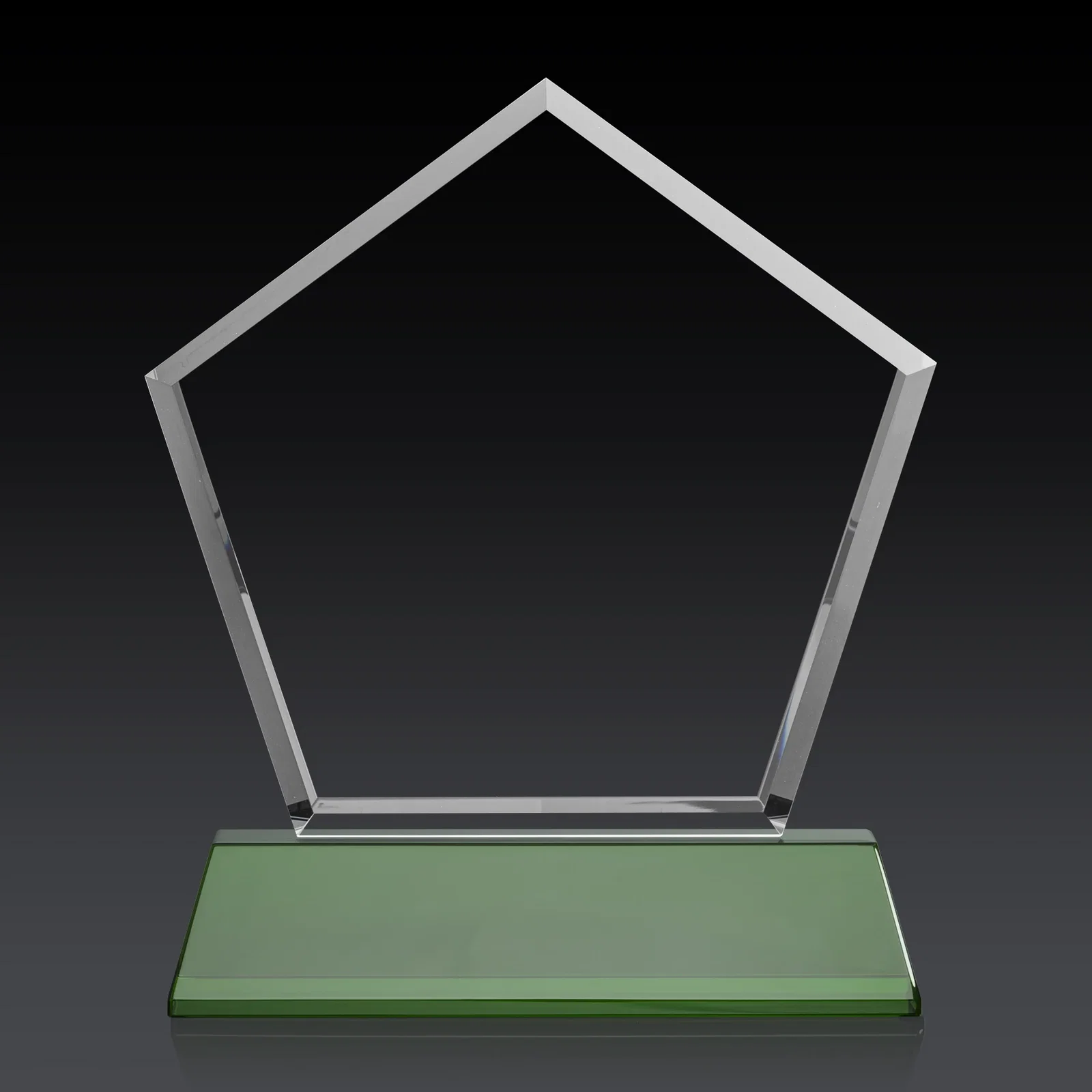 Customized Optical Crystal Pentagon Award with Beveled Frame on Tapered Base, awards, with your logo for volunteer appreciation