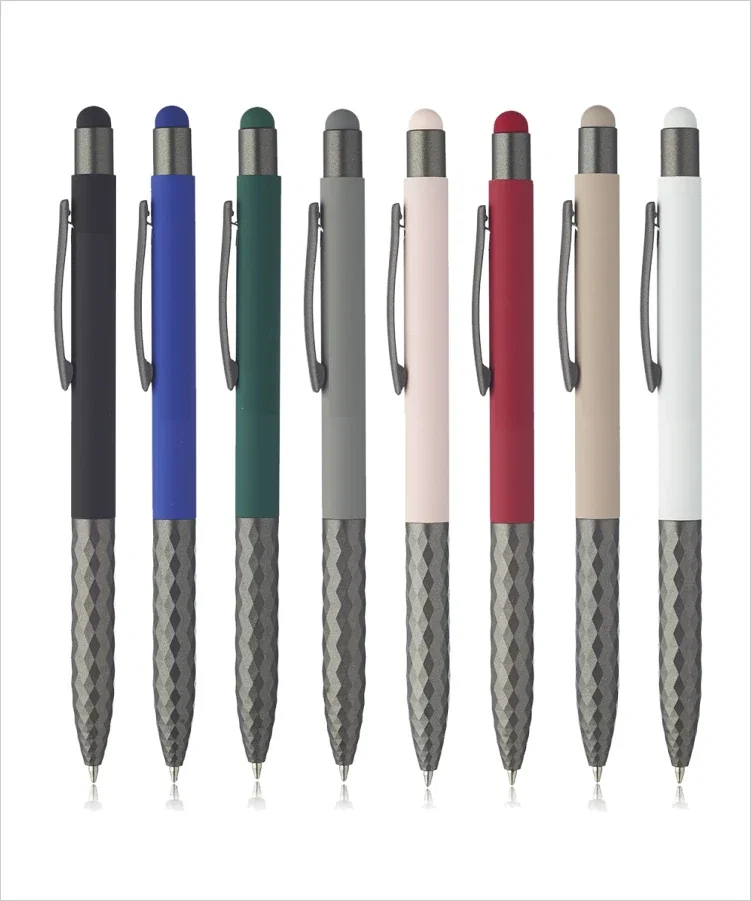 Geometric Aluminum BallPoint Pens with Stylus — view 2