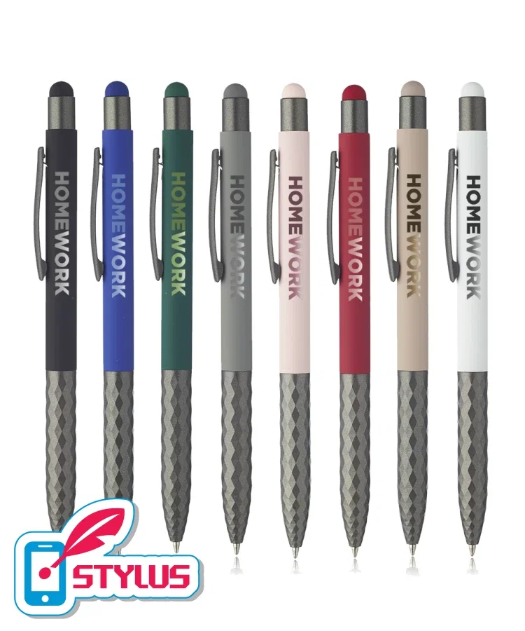 Geometric Aluminum BallPoint Pens with Stylus