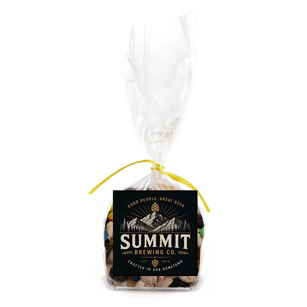 Gift Bag with Square Magnet Standard Fill — Candy Fill: Traditional Trail Mix,Ribbon Color: Gold — view 2