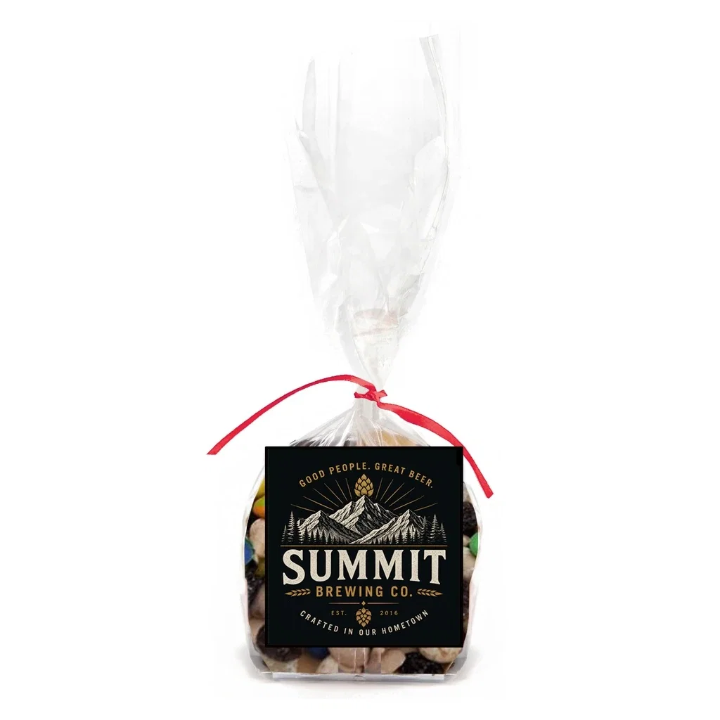 Gift Bag with Square Magnet Standard Fill — Candy Fill: Traditional Trail Mix,Ribbon Color: Red — view 3