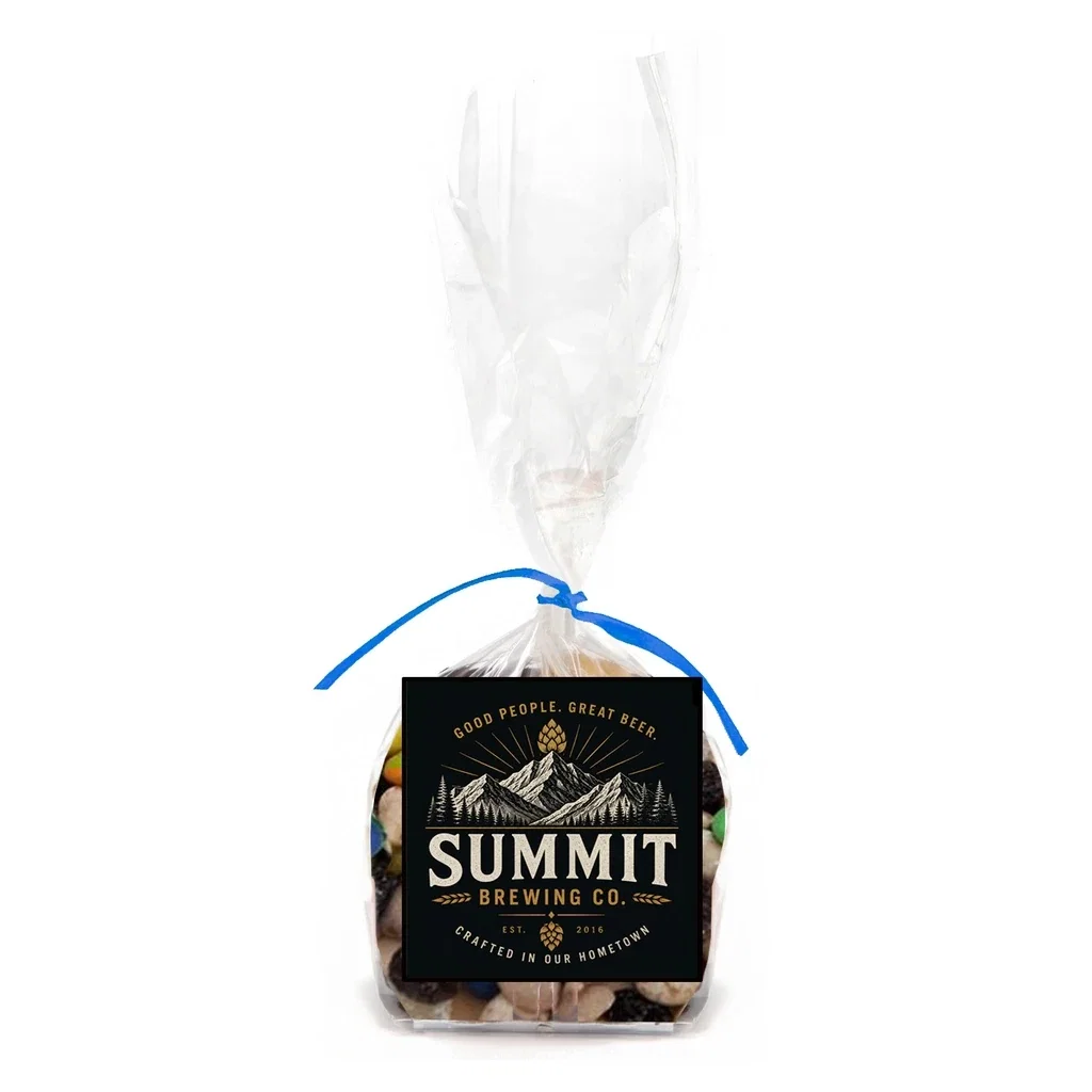 Gift Bag with Square Magnet Standard Fill — Candy Fill: Traditional Trail Mix,Ribbon Color: Royal — view 4