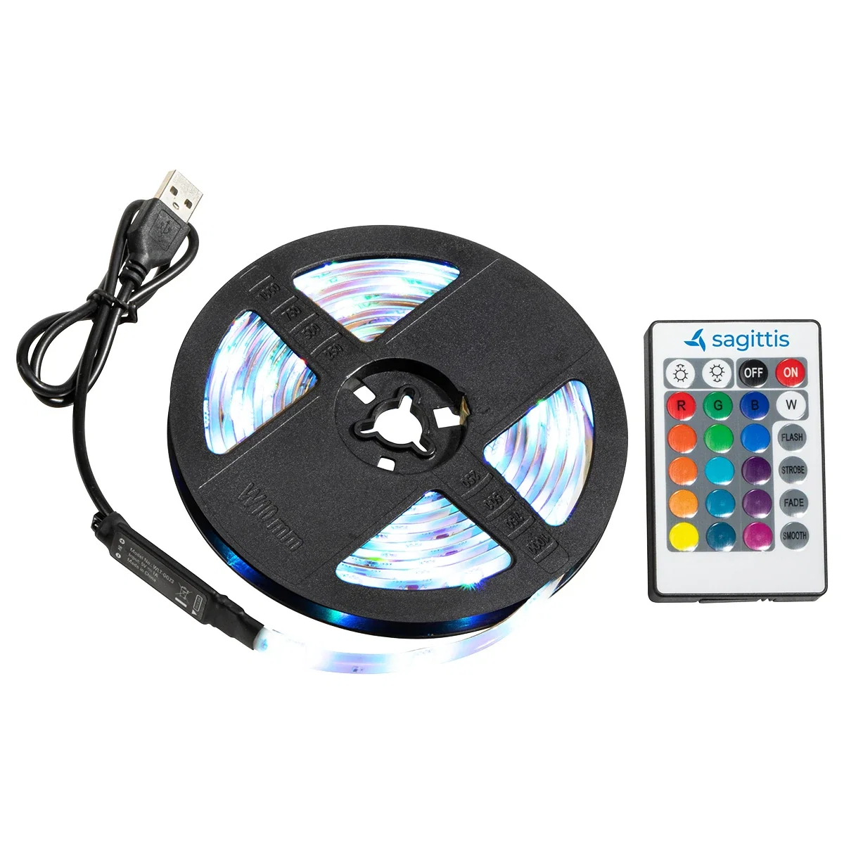 Custom Gig 9.8 ft. 90-LED Light Strip with Remote Control, front view of the branded light strip coil