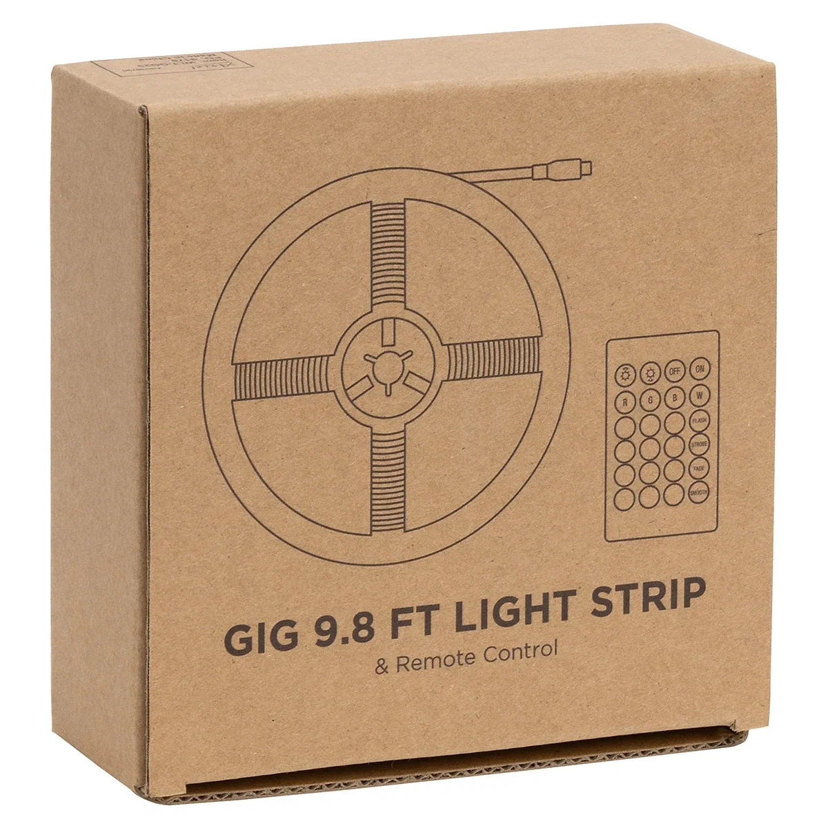 Retail packaging box for the Gig 9.8 ft. 90-LED Light Strip with Remote Control