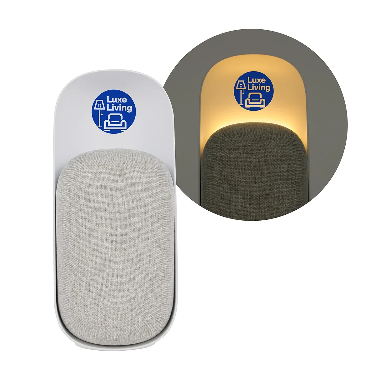 Custom Gig Wireless Speaker with Nightlight, front view of the branded speaker
