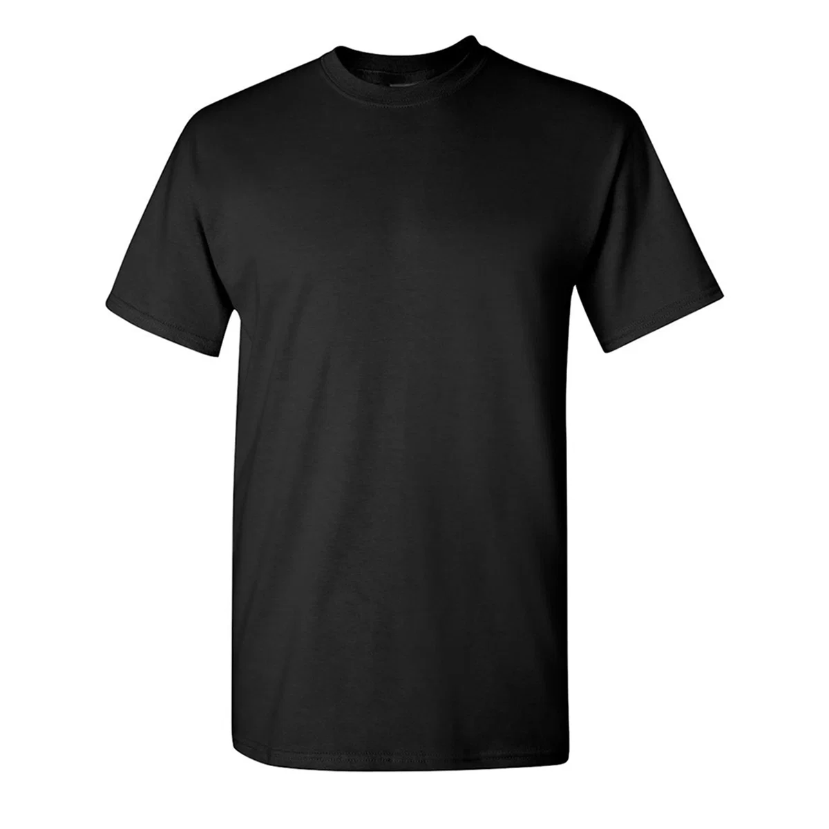 Navy short-sleeve shirt displayed straight on