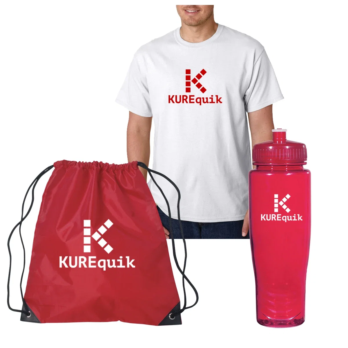 White top folded beside the cinch bag