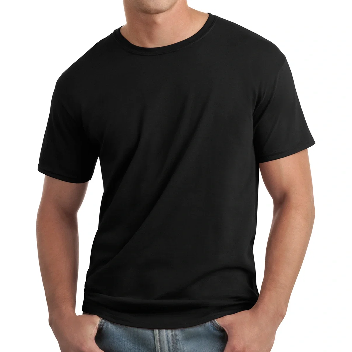 Black softstyle tee shown flat from the front