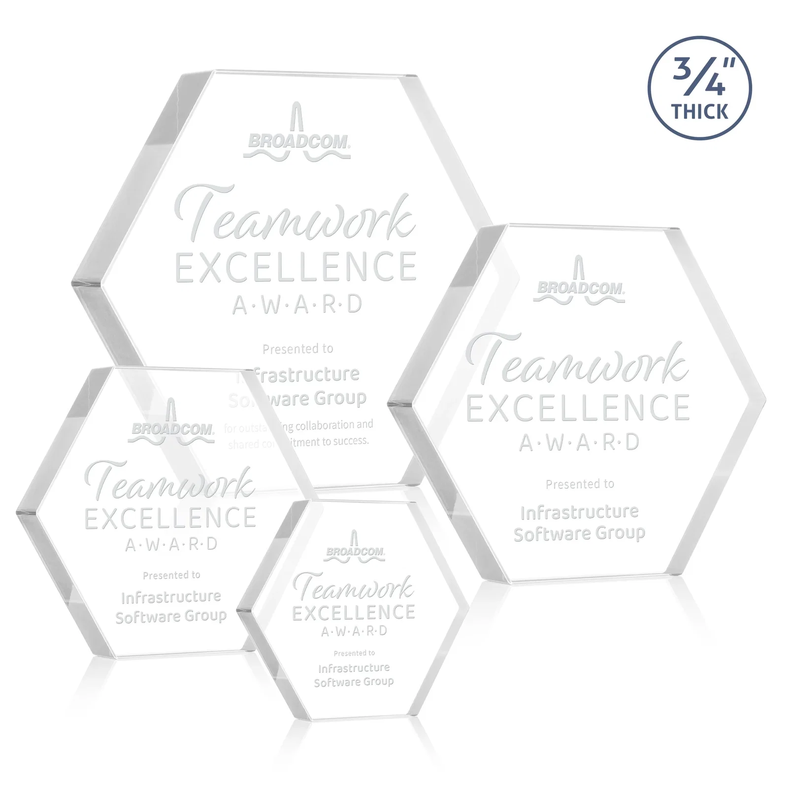 Custom Starfire Crystal Hexagon Award in Multiple Colors, No Base, desk awards for employee recognition