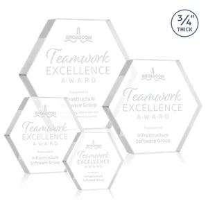 Starfire Crystal Hexagon Award in Multiple Colors, No Base