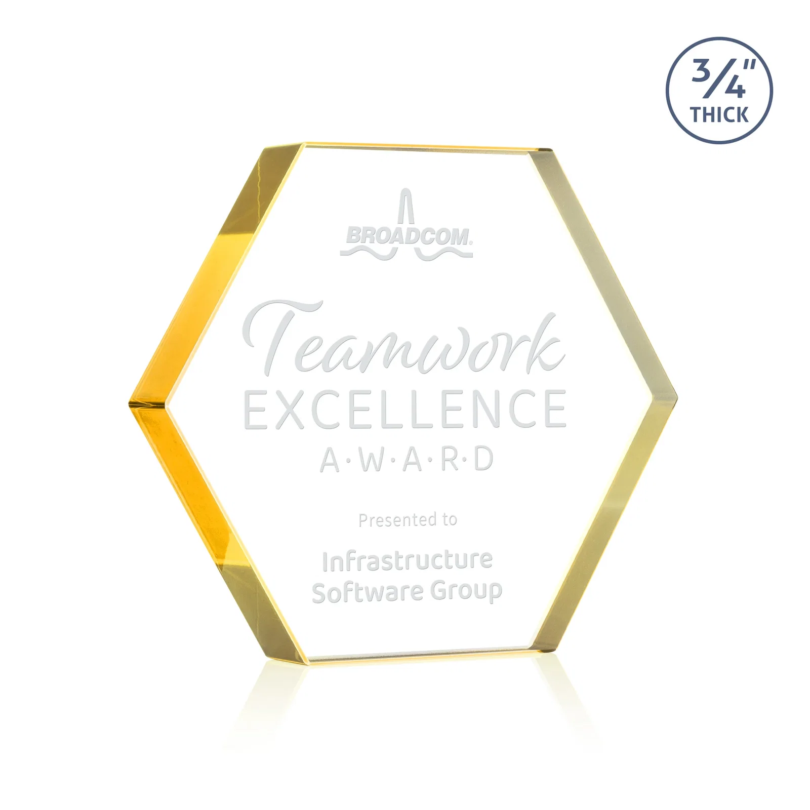 Custom Starfire Crystal Hexagon Award in Multiple Colors, No Base, desk awards for volunteer appreciation