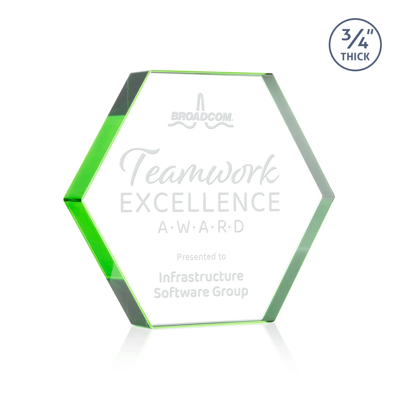 Personalized Starfire Crystal Hexagon Award in Multiple Colors, No Base, desk awards for sales achievement awards