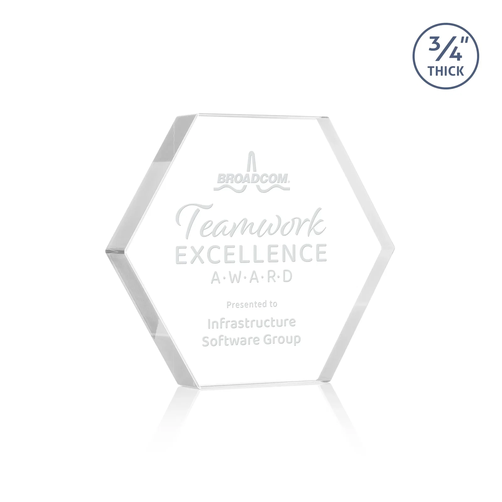 Custom Starfire Crystal Hexagon Award in Multiple Colors, No Base, desk awards for corporate award ceremonies