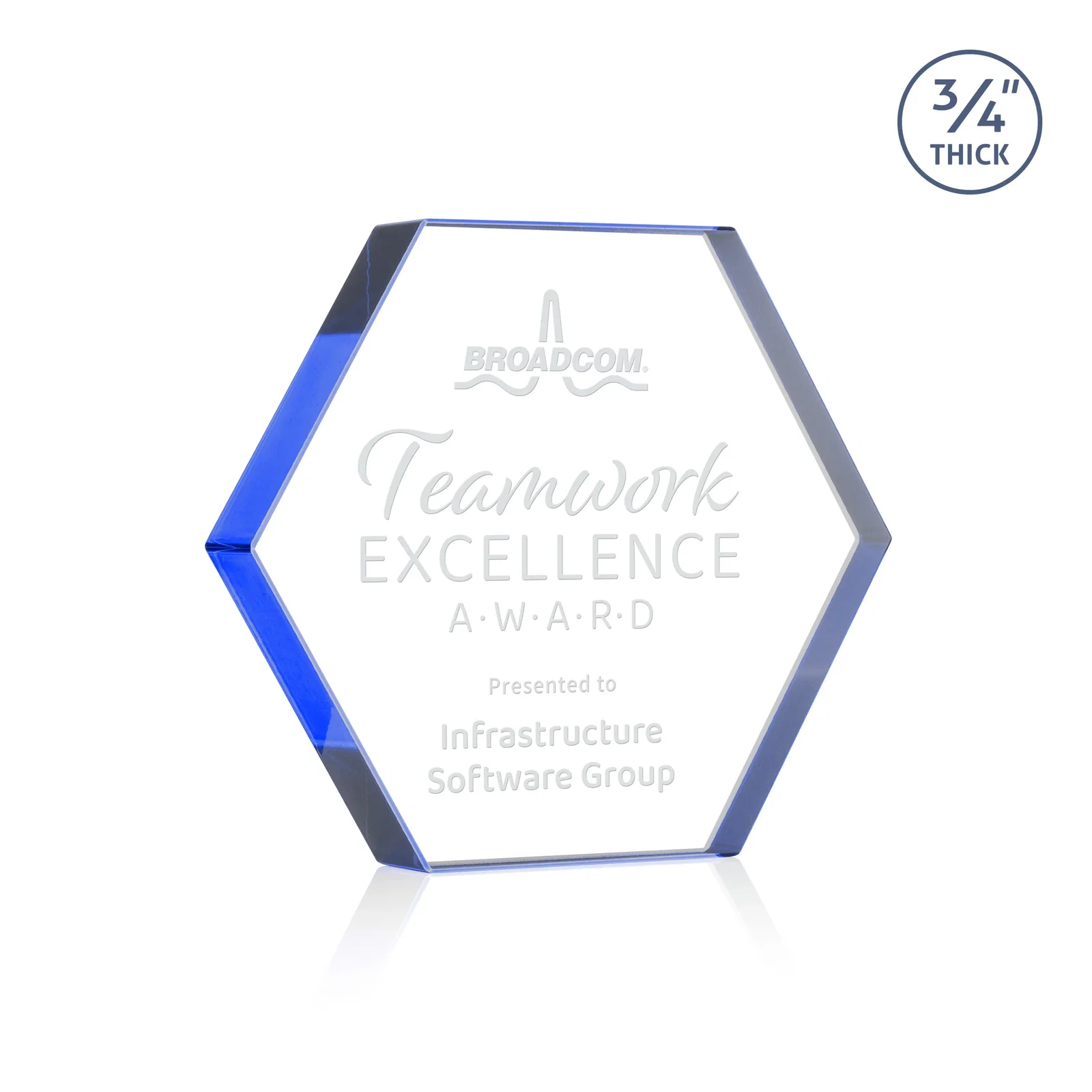 Personalized Starfire Crystal Hexagon Award in Multiple Colors, No Base, desk awards for graduation ceremonies