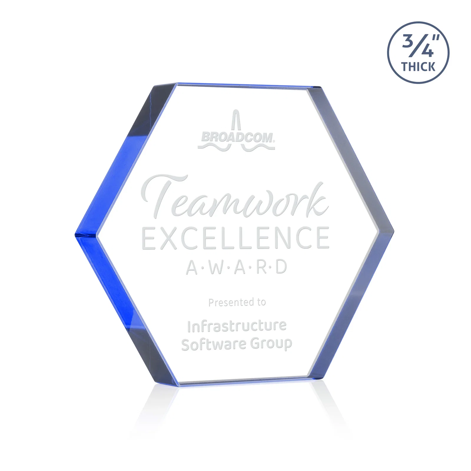 Personalized Starfire Crystal Hexagon Award in Multiple Colors, No Base, desk awards for safety achievement programs
