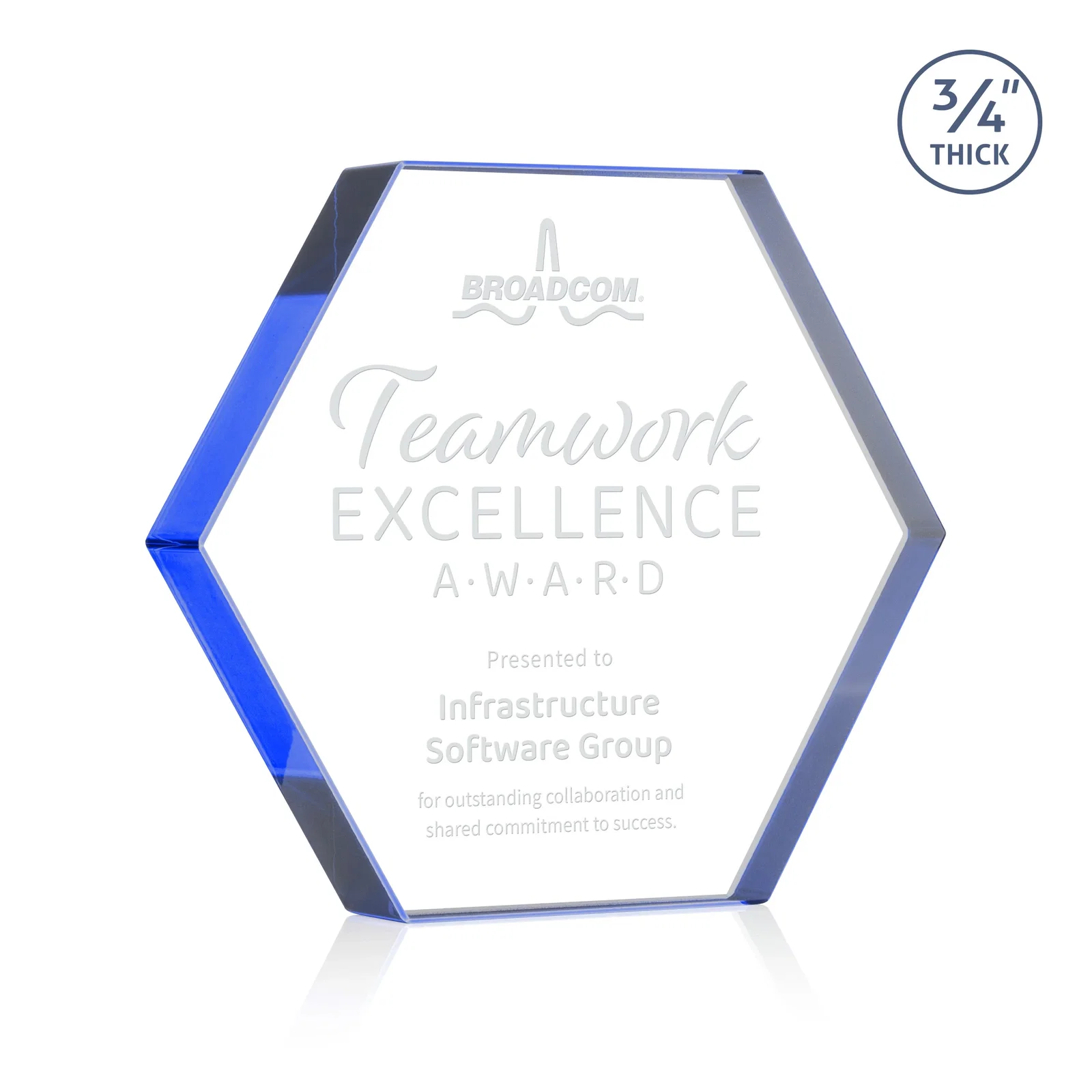 Personalized Starfire Crystal Hexagon Award in Multiple Colors, No Base, desk awards for volunteer appreciation
