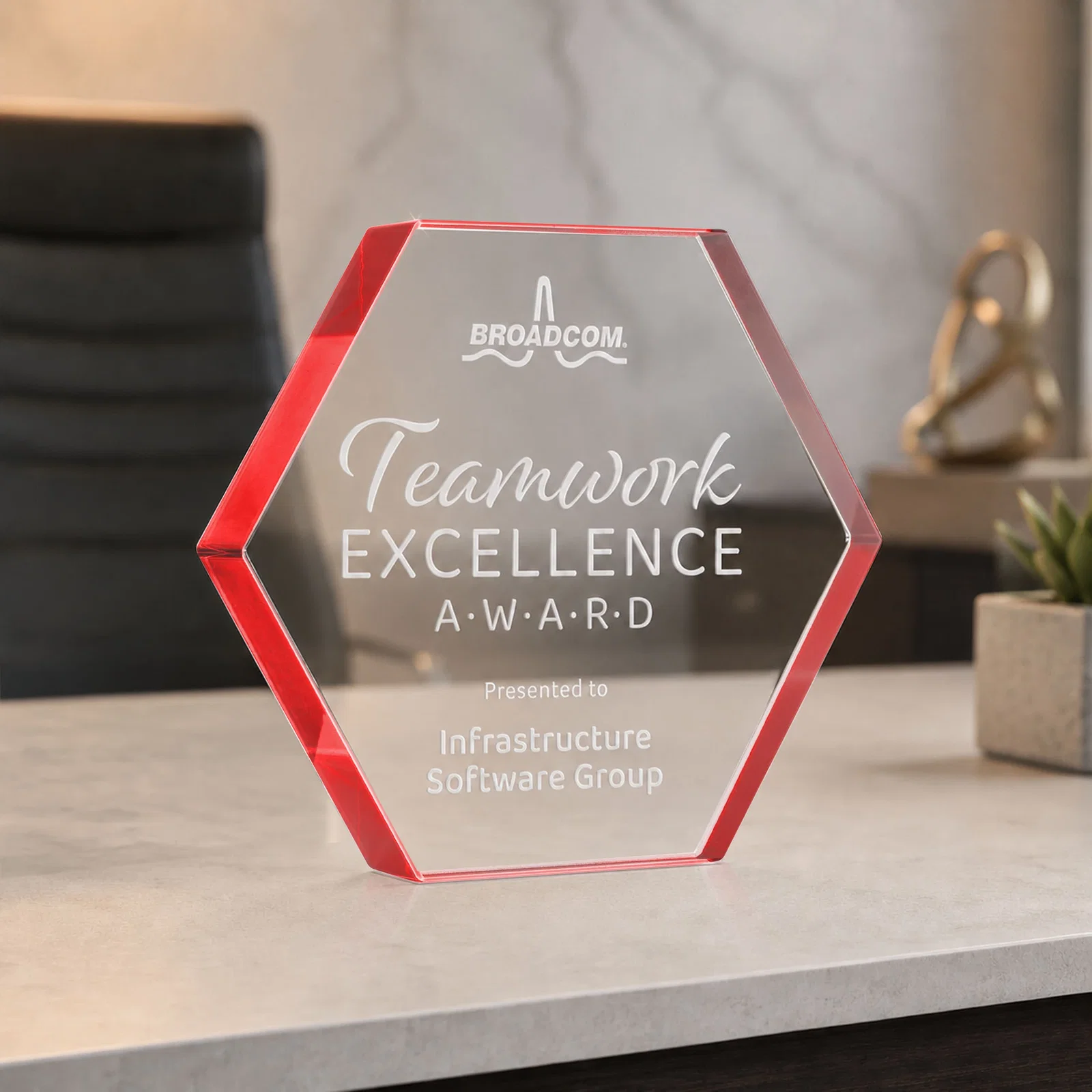 Promotional Starfire Crystal Hexagon Award in Multiple Colors, No Base, desk awards for retirement presentations