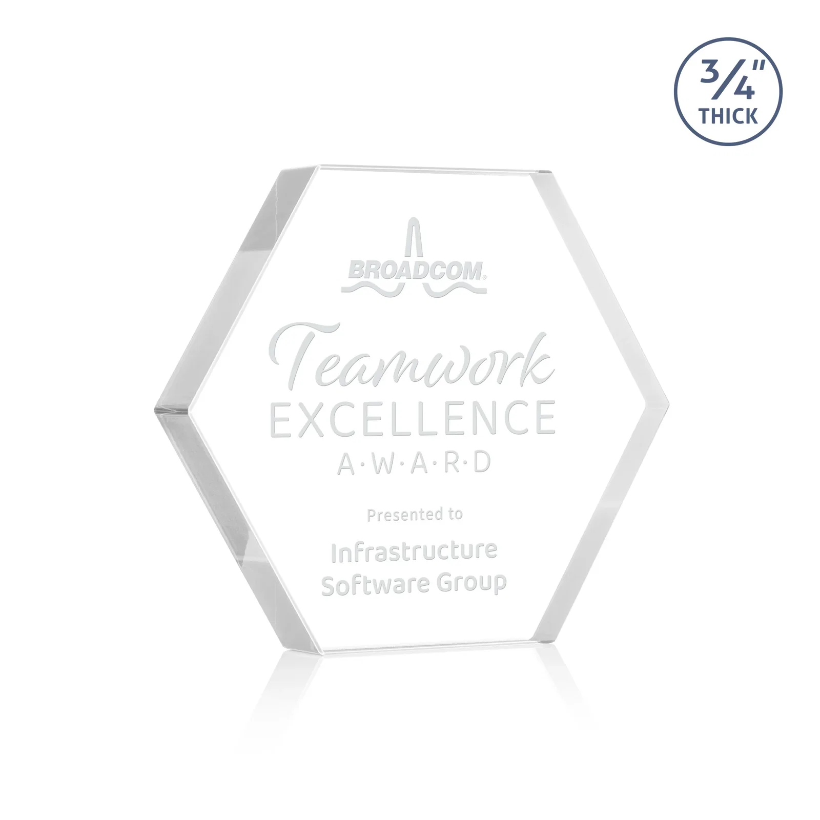 Custom Starfire Crystal Hexagon Award in Multiple Colors, No Base, desk awards for service anniversary gifts