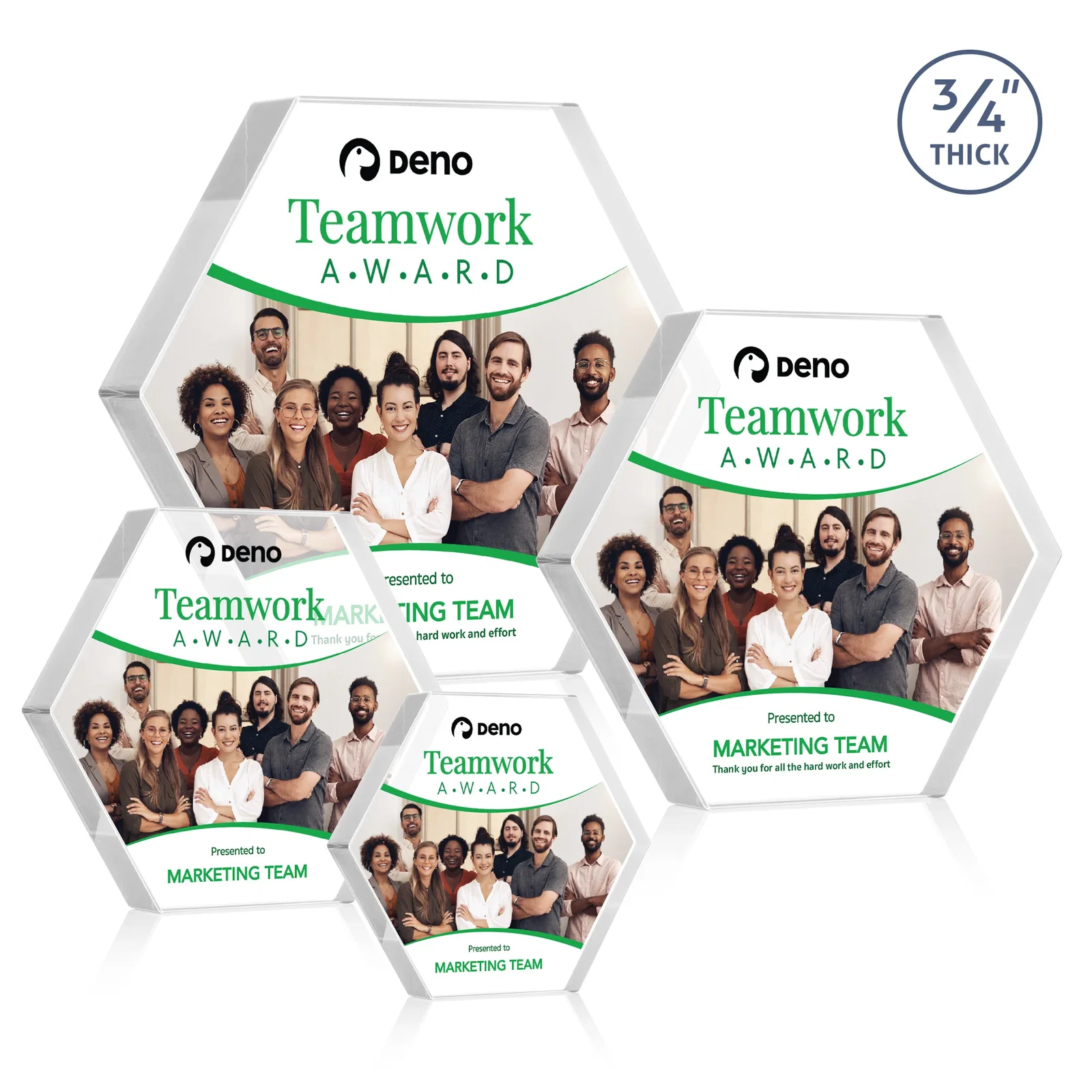 Promotional Starfire Crystal Hexagon Award in Multiple Colors, No Base, desk awards for team milestone celebrations