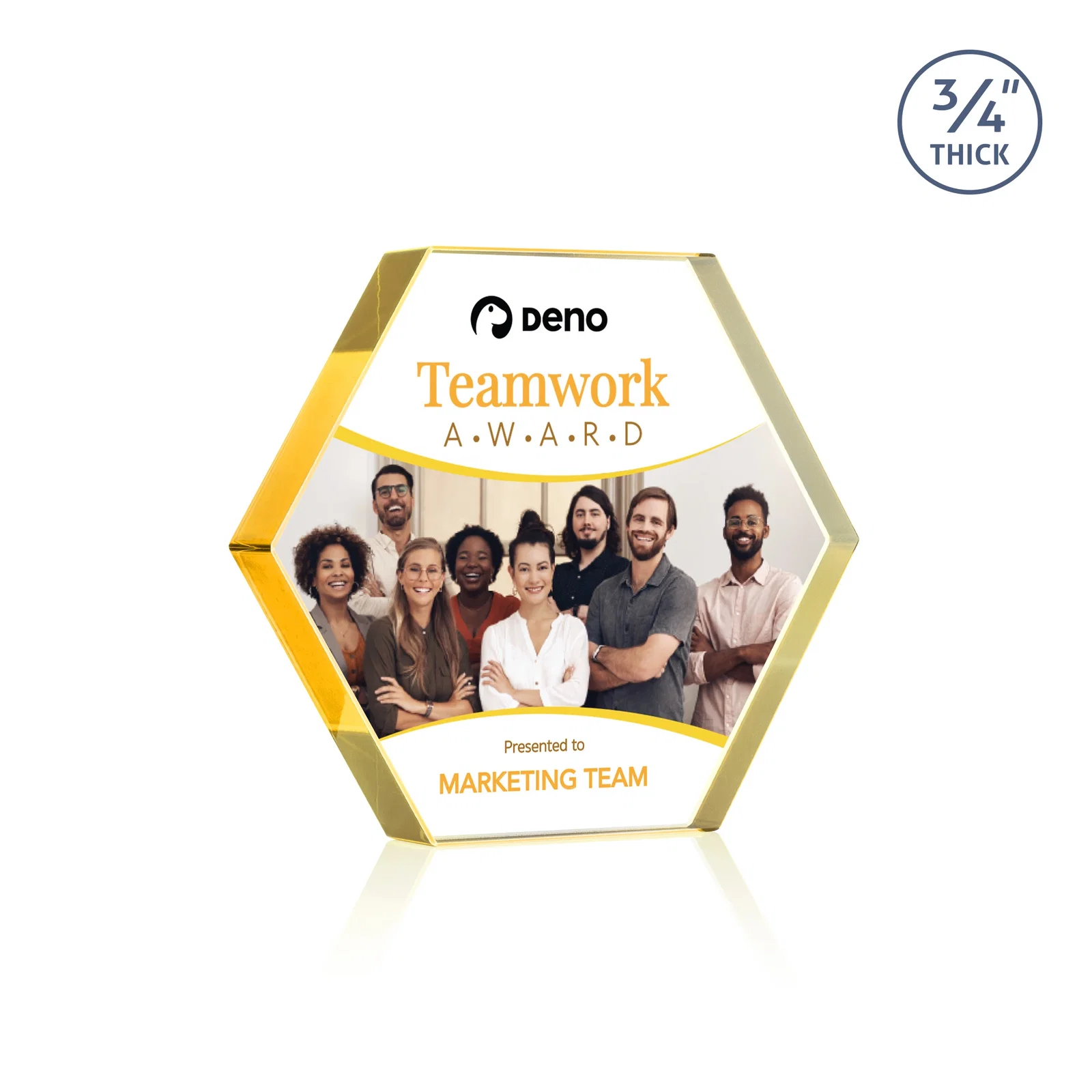 Branded Starfire Crystal Hexagon Award in Multiple Colors, No Base, desk awards for employee recognition