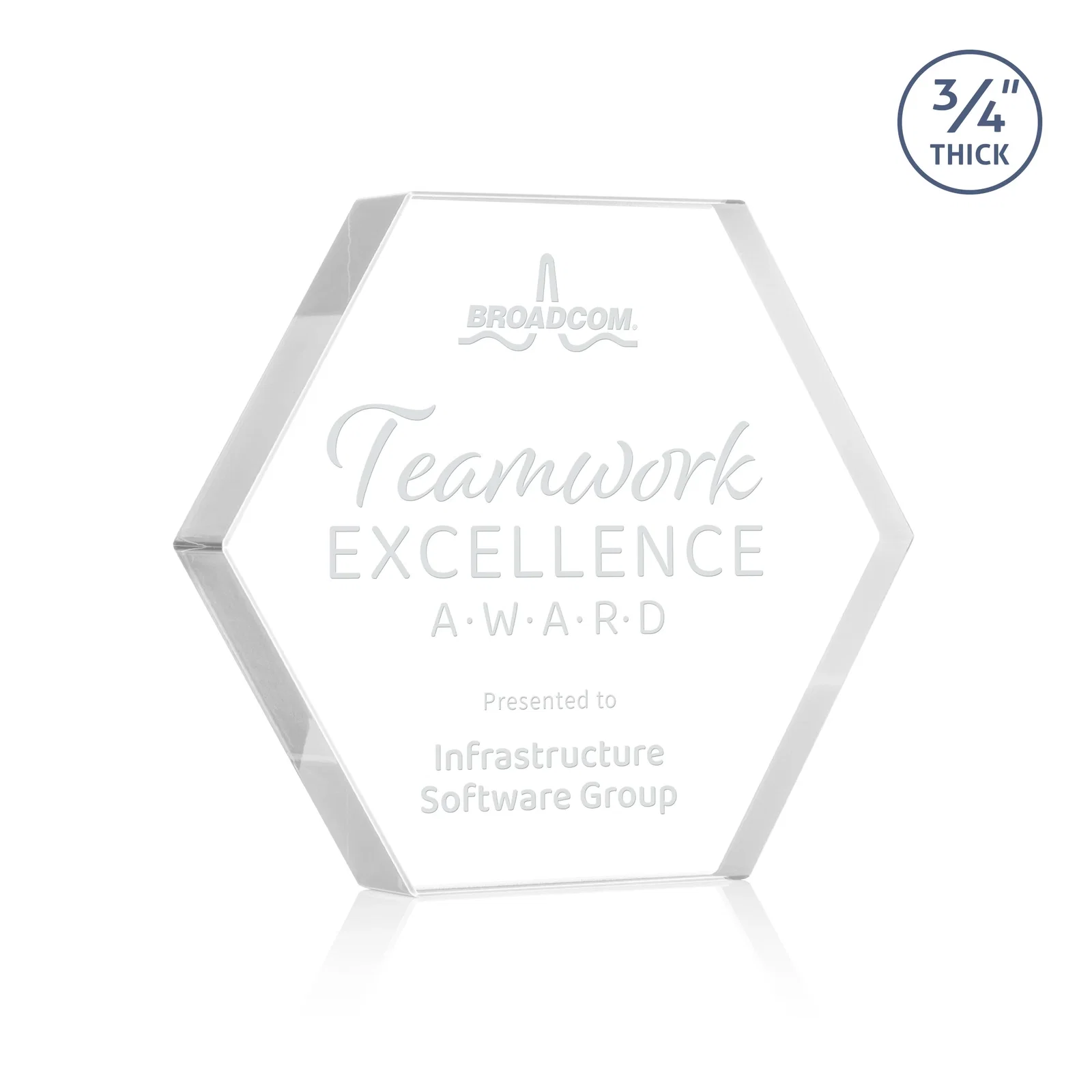 Custom Starfire Crystal Hexagon Award in Multiple Colors, No Base, desk awards for sales achievement awards