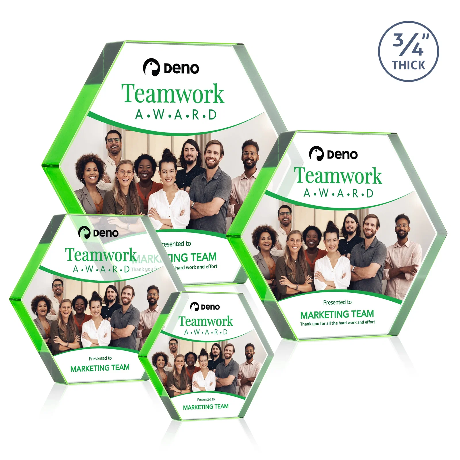 Branded Starfire Crystal Hexagon Award in Multiple Colors, No Base, desk awards for team milestone celebrations
