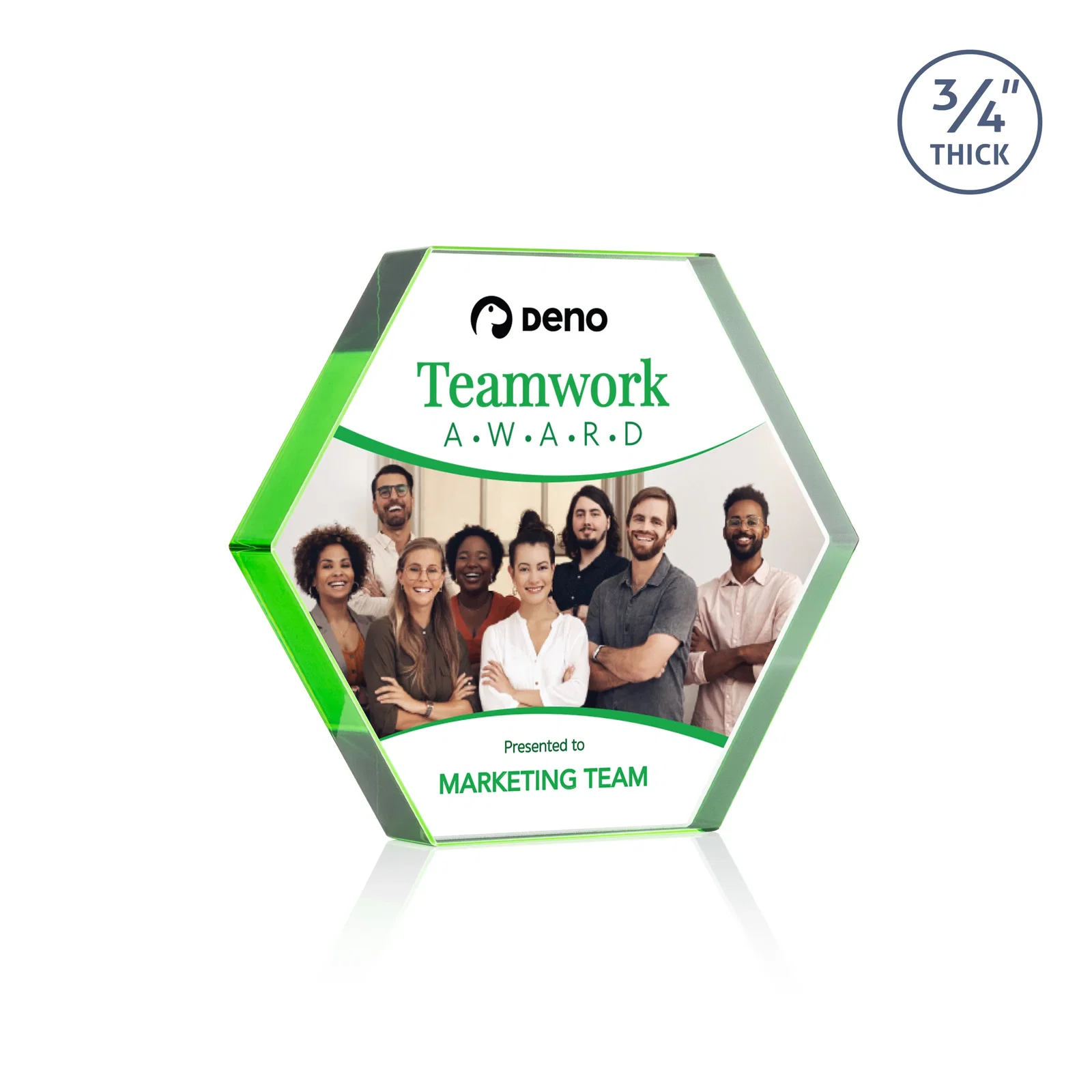Branded Starfire Crystal Hexagon Award in Multiple Colors, No Base, desk awards for donor appreciation